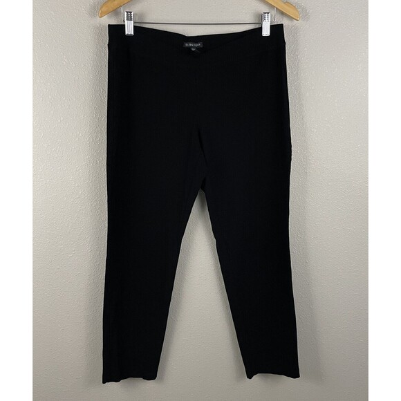 Eileen Fisher M Black System Washable Stretch Crepe Slim Ankle Pull On Pant - Picture 1 of 4